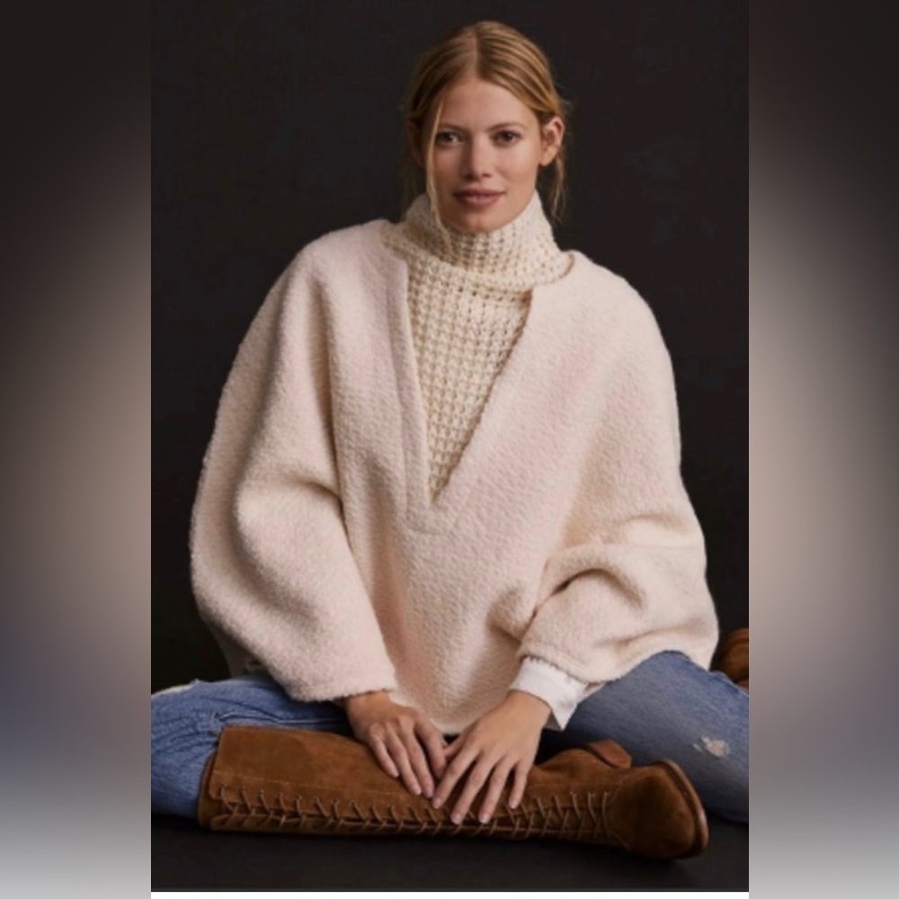 Anthropologie Blush Poncho in two materials: One Size